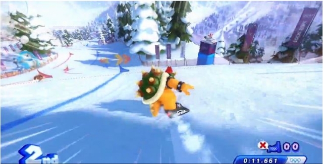 Somehow that snowboard doesn't crack in half under Bowser's weight.