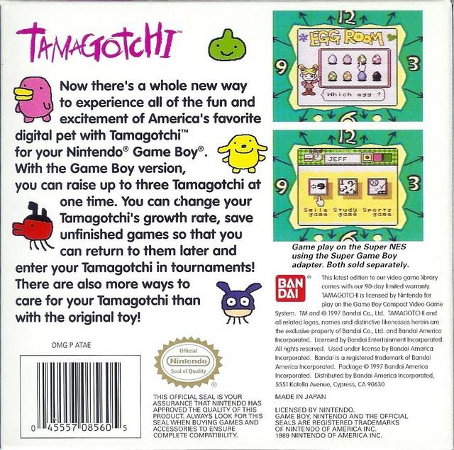 Tamagotchi Game Boy Growth Chart