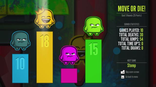 Move or Die character selection Screen