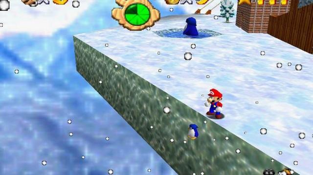 Mario murdering a penguin
