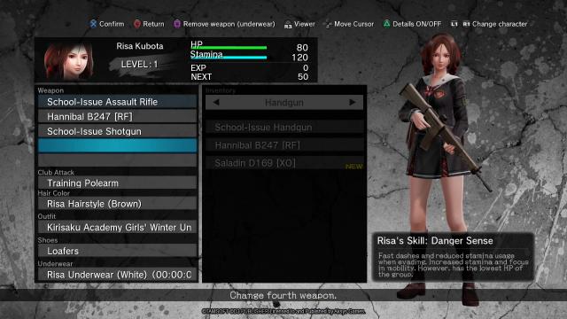 School Girl/Zombie Hunter menu