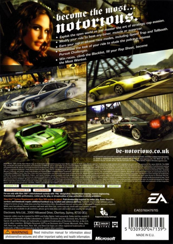 Need For Speed: Most Wanted (2005) Xbox Cheats Guide