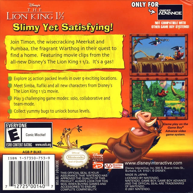 Disney s The Lion King 1 1 2 For Game Boy Advance Sales Wiki disney-s-the-lion-king-1-1-2-for-game-boy-advance-sales-wiki