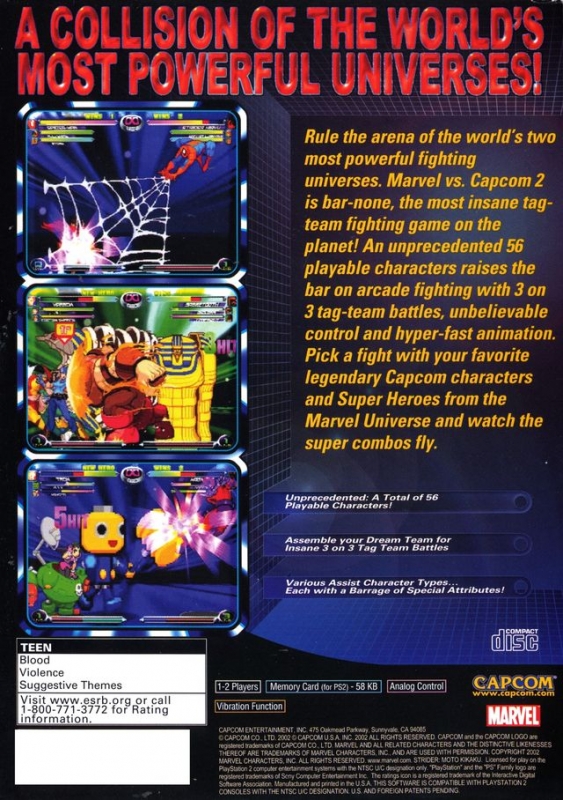 Jogo Patch De Luta Marvel Vs Capcom 2 Play2 Playstation 2