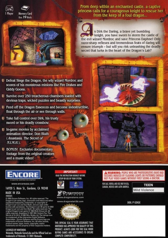 Dragons Lair 3d For Gamecube Sales Wiki Release Dates Review Cheats Walkthrough