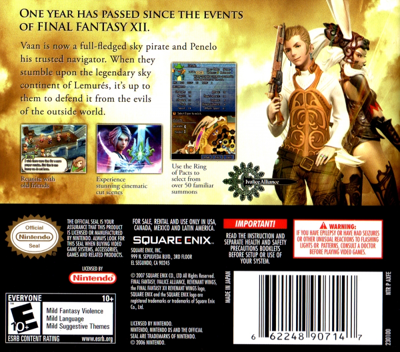 Final Fantasy Xii Revenant Wings For Nintendo Ds Sales Wiki Release Dates Review Cheats Walkthrough