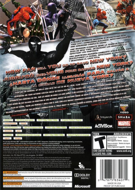 Spiderman: Web of Shadows (Xbox 360) Game Profile 