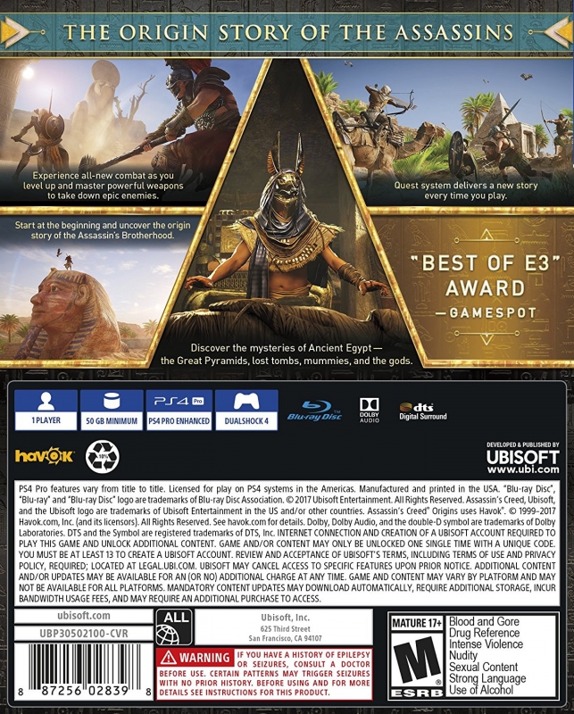 Assassin's Creed Origins for PlayStation 4 DLC, Achievements, Characters, Maps,