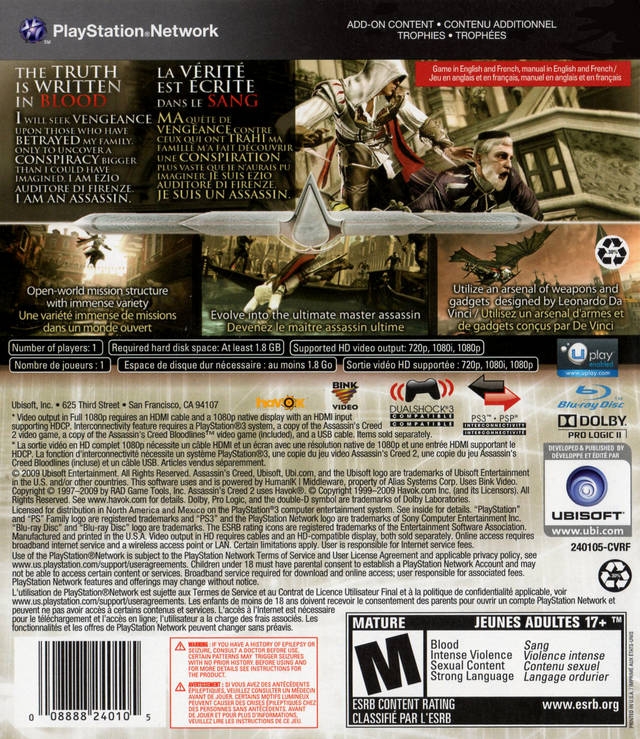 Assassin's Creed II, Sony PlayStation 3, PS3, 2009