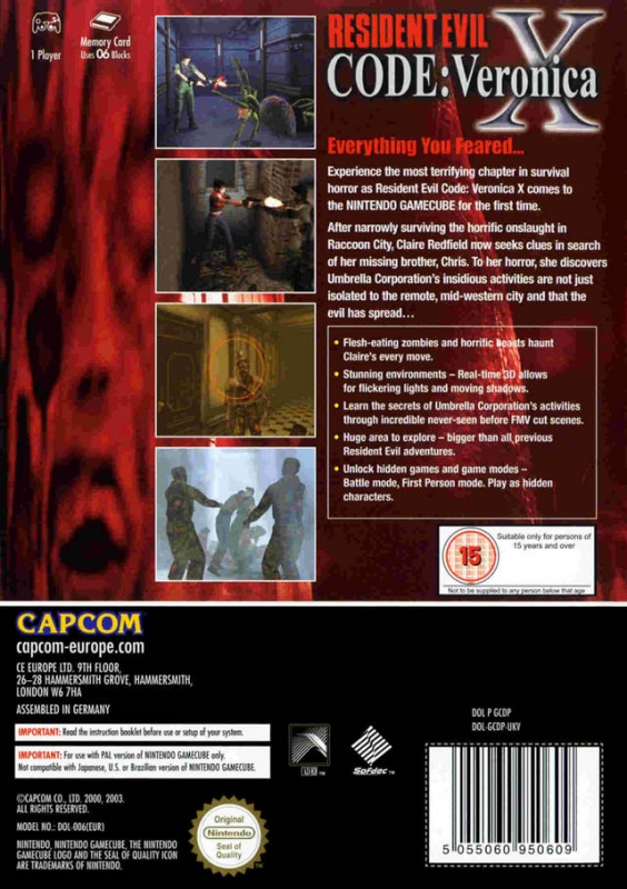 Resident Evil - Code Veronica X (Nintendo GameCube, 2003) for sale online