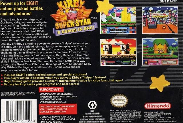 Kirby Super Star (Super Nintendo Entertainment System, 1996) for