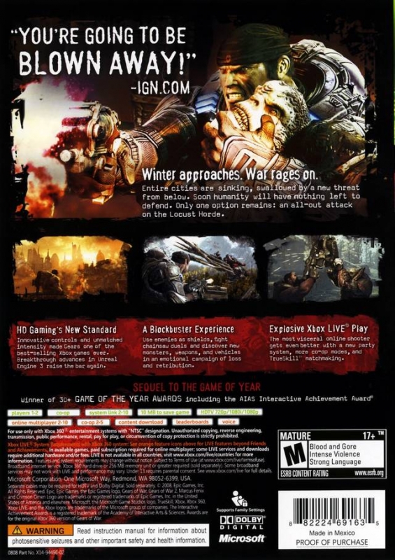 inrichting Percentage Loodgieter Gears of War 2 for Xbox 360 - Cheats, Codes, Guide, Walkthrough, Tips &  Tricks
