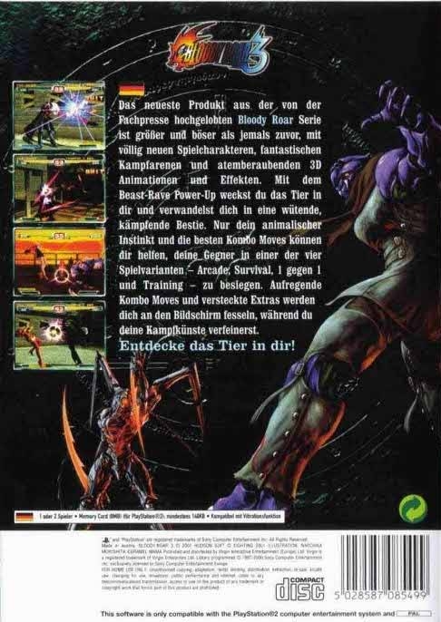 bloody roar 3 video game ps2 manual