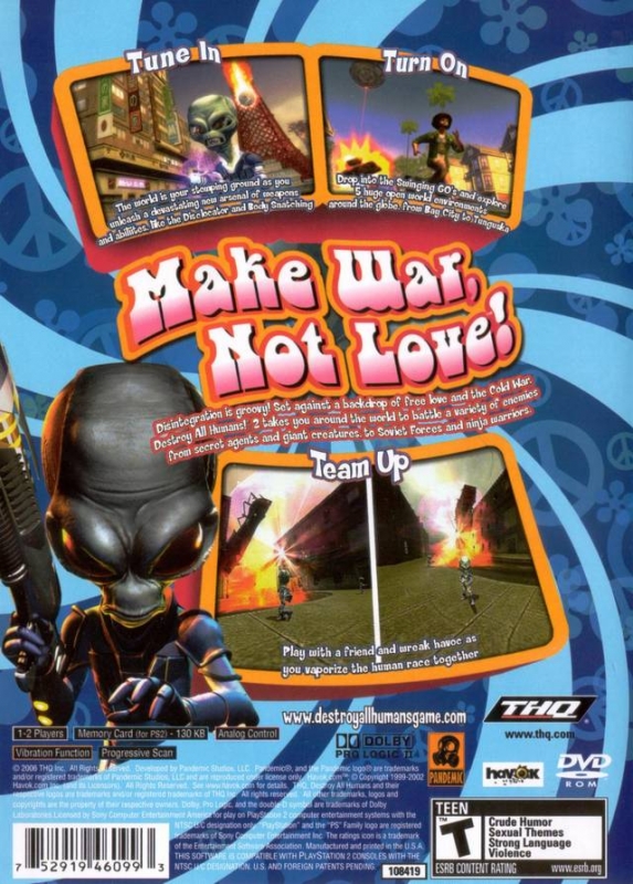 驚きの値段で】 PS2 DESTROY ALL HUMANS! 1&2 セット 北米版 家庭用