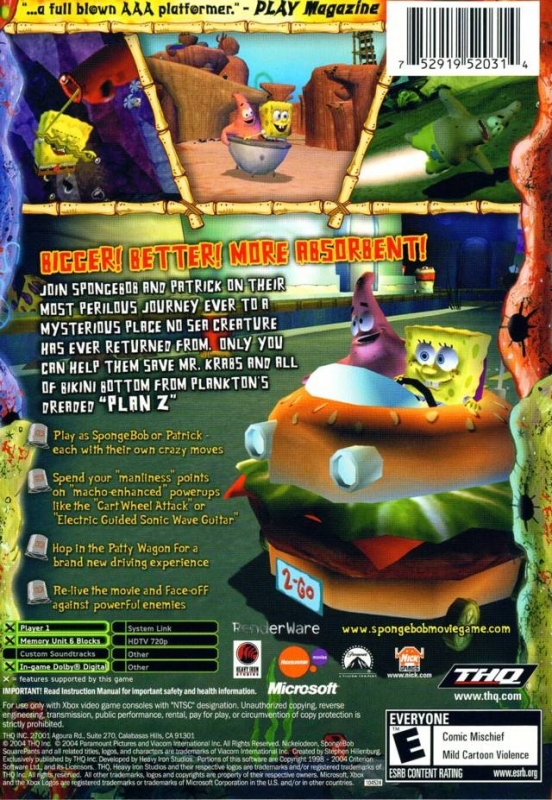 SpongeBob SquarePants: The Movie for Xbox - Sales, Wiki, Release Dates