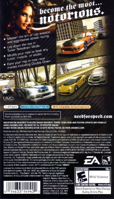 Need for Speed: Underground Rivals, PSP Wiki