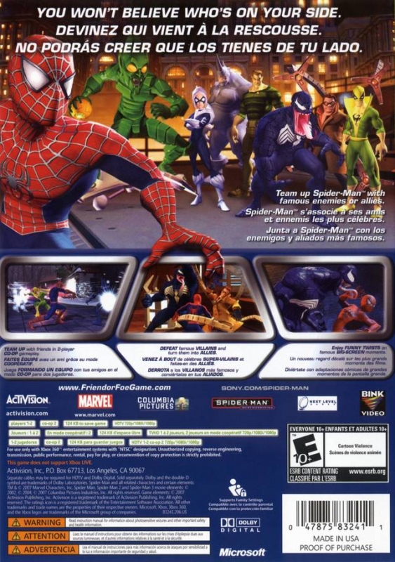 Spiderman: Friend or Foe for Xbox 360 - Sales, Wiki, Release Dates, Review,  Cheats, Walkthrough