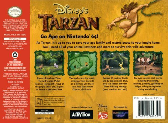 Tarzan for Nintendo 64 Sales Wiki Release Dates Review
