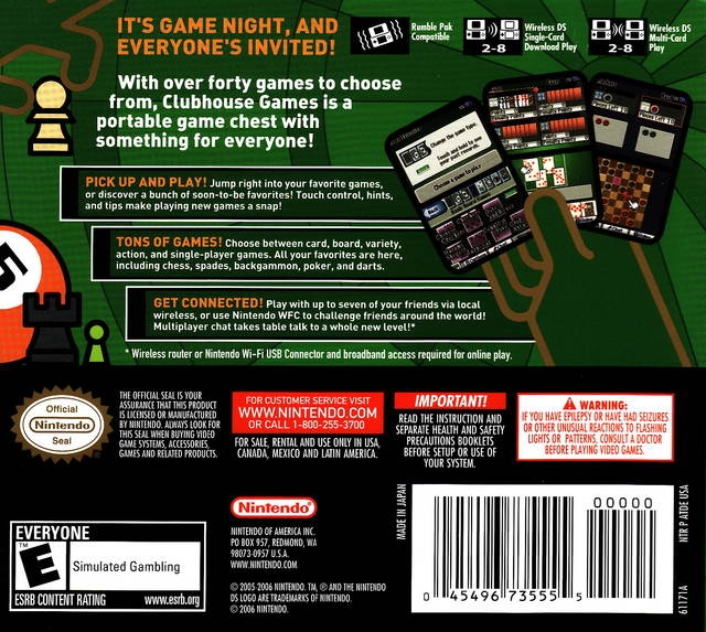 Club House Games Nintendo DS Video Game 