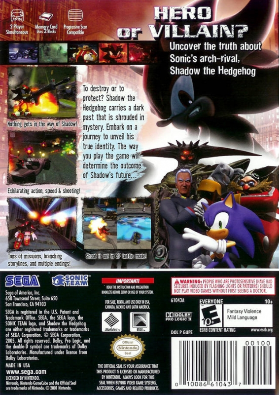 Shadow The Hedgehog for GameCube - Sales, Wiki, Release Dates