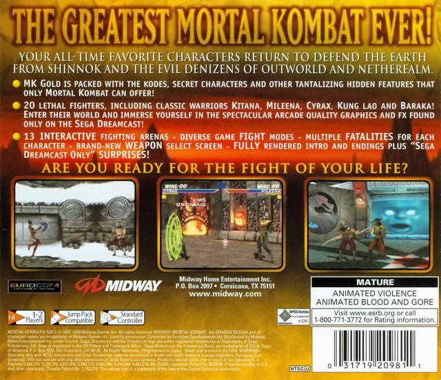 Mortal Kombat Gold (Dreamcast) Arcade as Cyrax 