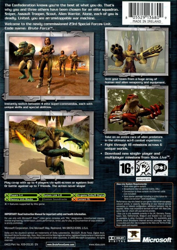 Brute Force Microsoft XBOX Game Studios Digital Anvil 4 Player Multiplayer