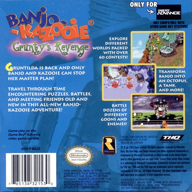 Banjo-Kazooie: Grunty's Revenge for Game Boy Advance - Sales, Wiki, Release  Dates, Review, Cheats, Walkthrough