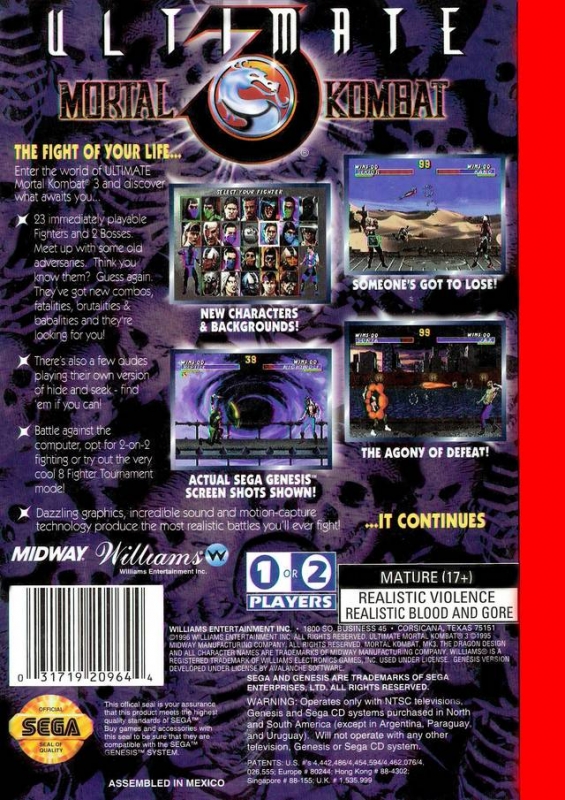 Ultimate Mortal Kombat 3 for Sega Genesis