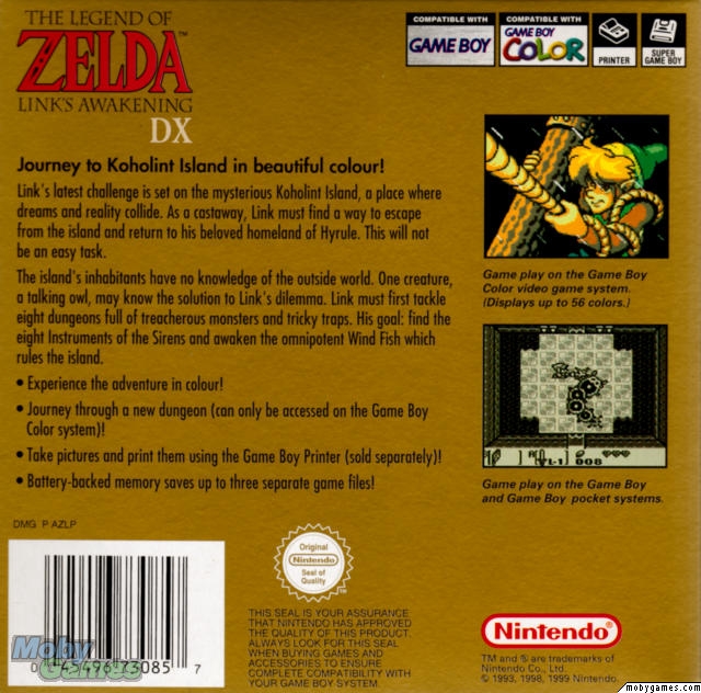 The Legend of Zelda: Link's Awakening Game Boy Color Box Art Cover