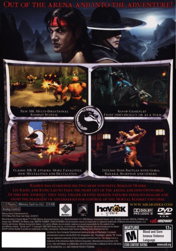 Mortal Kombat: Shaolin Monks for PlayStation 2 - Sales, Wiki, Release  Dates, Review, Cheats, Walkthrough