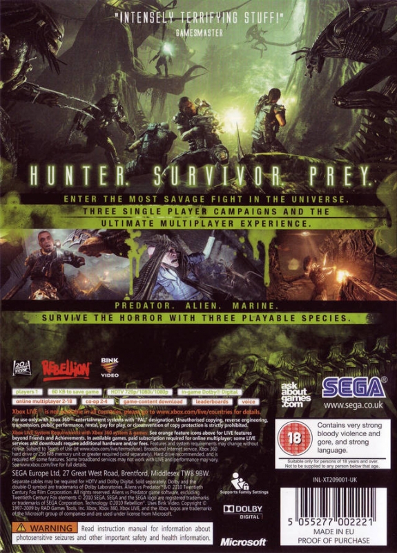 Aliens vs. Predator for Xbox 360 - Sales, Wiki, Release Dates, Review,  Cheats, Walkthrough