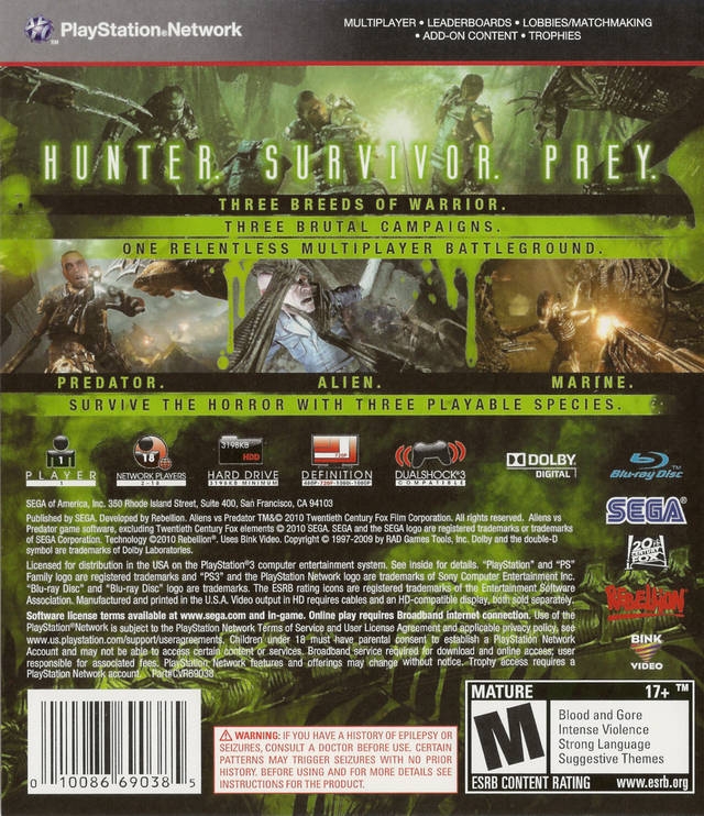 Aliens vs. Predator for Xbox 360 - Sales, Wiki, Release Dates