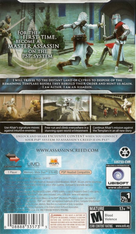 Assassin's Creed: Bloodlines Cheats and Hints for PSP