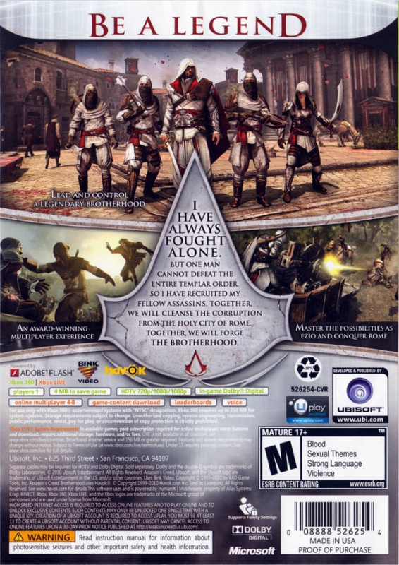 Raffinaderij Buurt Abnormaal Assassin's Creed: Brotherhood for Xbox 360 - Sales, Wiki, Release Dates,  Review, Cheats, Walkthrough