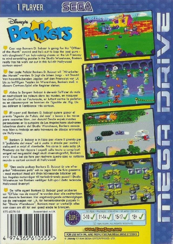 Bonkers for Sega Genesis Sales, Wiki, Release Dates, Review, Cheats