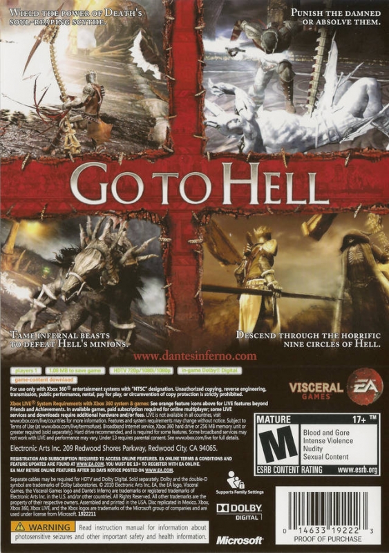  Dante's Inferno - Xbox 360 : Everything Else