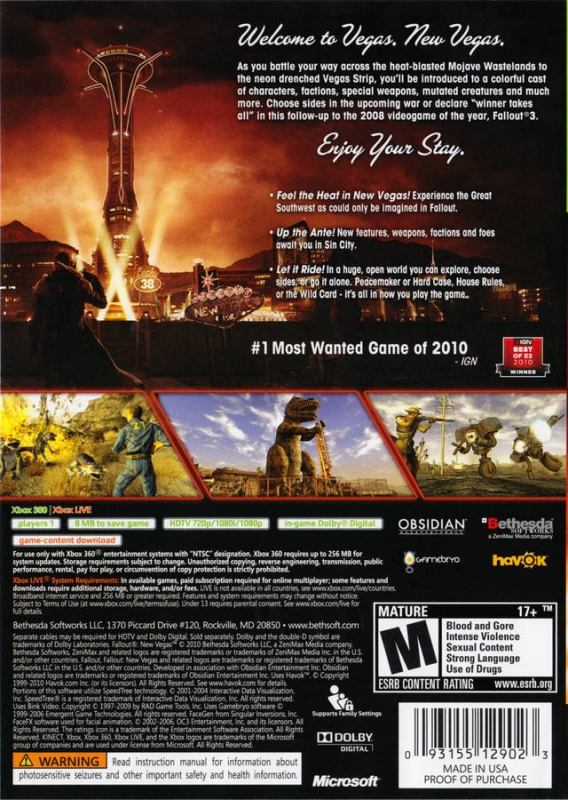 Fallout: New Vegas Xbox360 Cheats - GameRevolution