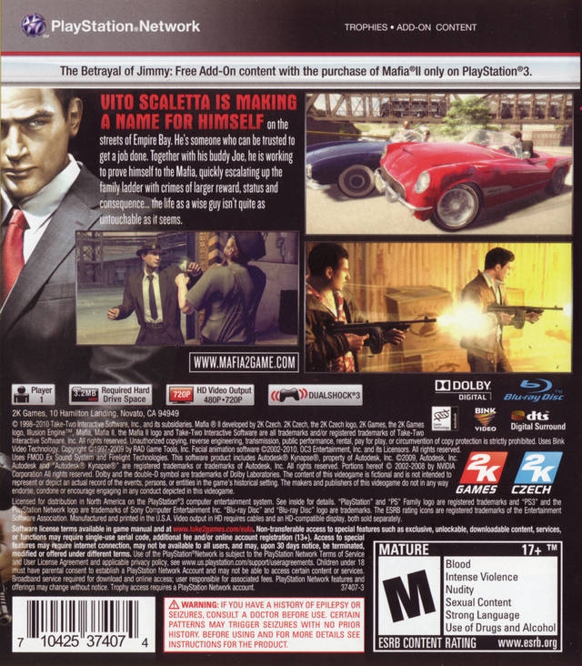 Mafia II for PlayStation 3 - Sales, Wiki, Release Dates, Review, Cheats,  Walkthrough