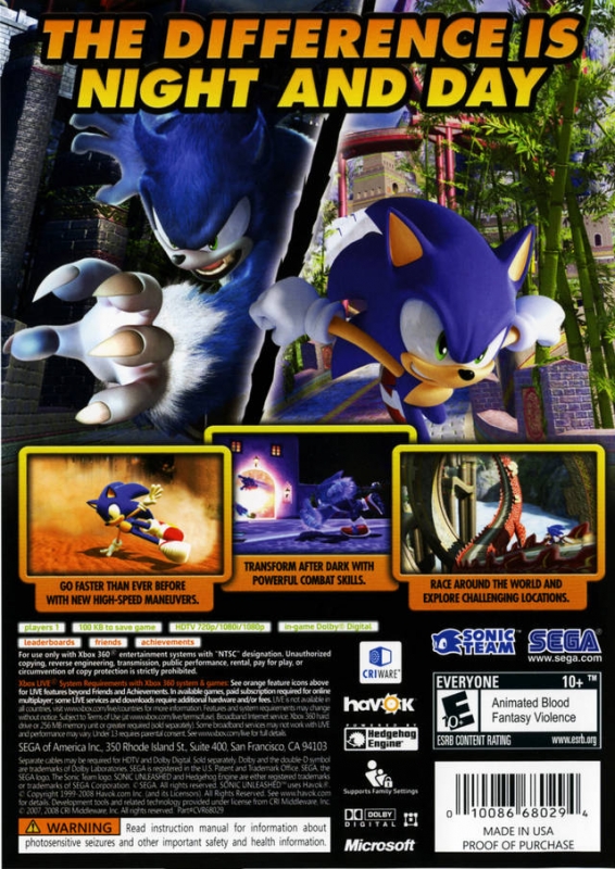 sonic unleashed wii vs ps3